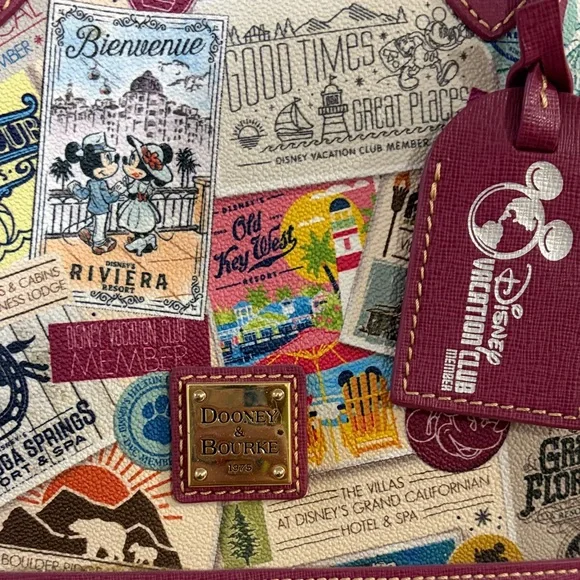 Dooney & Bourke Purple and Cream Satchel - Picture 2 of 7